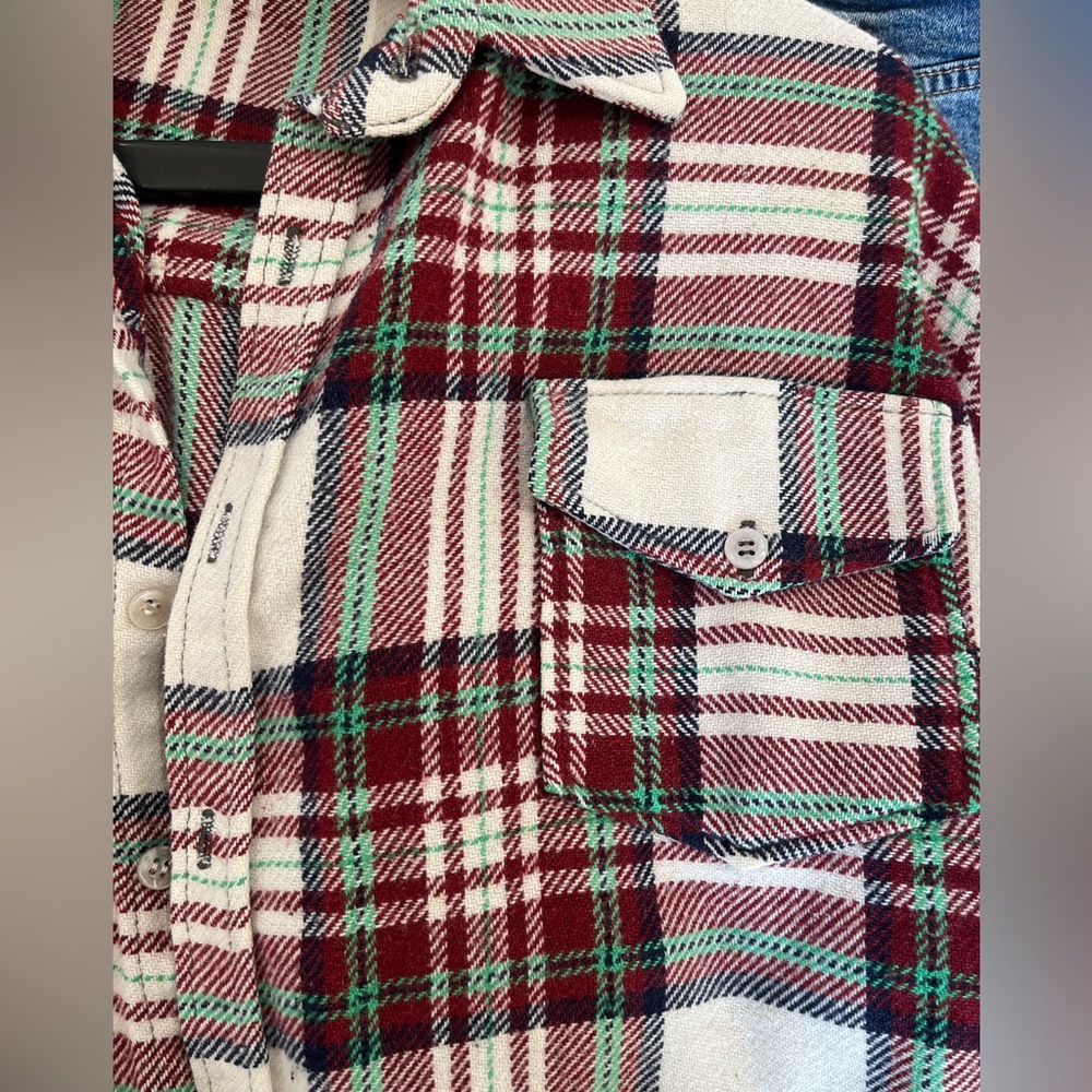 Plaid Flannel Shirt - Red, Green, and White